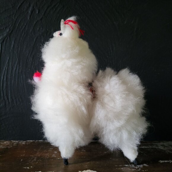 Vintage Alpaca Figure With Real Alpaca Fur White 9.75” tall, 7” long - Picture 6 of 8